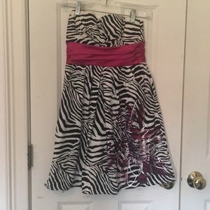 Zebra stripe strapless dress